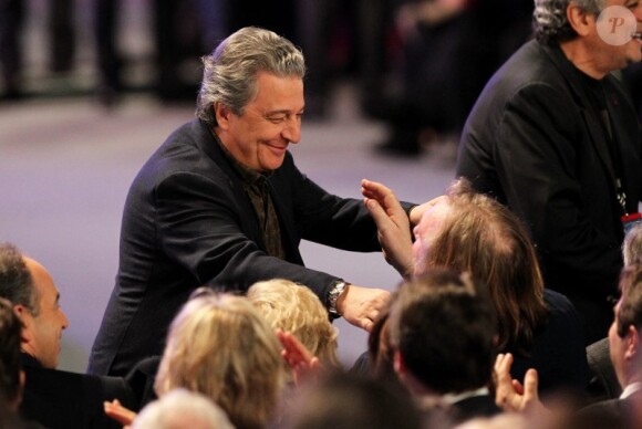 Christian Clavier le 11 mars 2012 lors du meeting de Villepinte de Nicolas Sarkozy