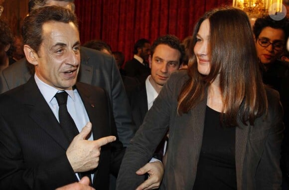 Carla Bruni et Nicolas Sarkozy à l'Élysée, le 14 mars 2012.