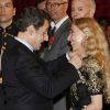 Nicolas Sarkozy a décoré Franca Sozzani, directrice du Vogue Italie, ainsi que dix autres personnalités du monde des arts et du spectacle, le 14 mars 2012.