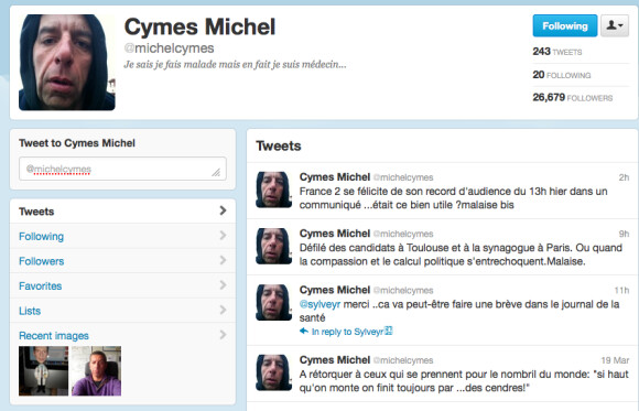 Capture d'écran du Twitter de Michel Cymes