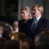 La princesse Maxima et le prince Willem-Alexander des Pays-Bas avec le couple royal belge aux funérailles des enfants d'Heverlee, à Louvain, le 22 mars 2012.