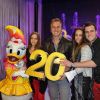 David Ginola avec son épouse Coraline et leurs deux enfants, lors de la célébration du 20e anniversaire de Disneyland Paris, à Marne-la-Vallée, le samedi 31 mars 2012.