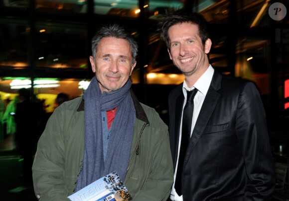 Thierry Lhermitte et Sam Bobino à la soirée Nicolas Feuillate, à Paris. Avril 2012
