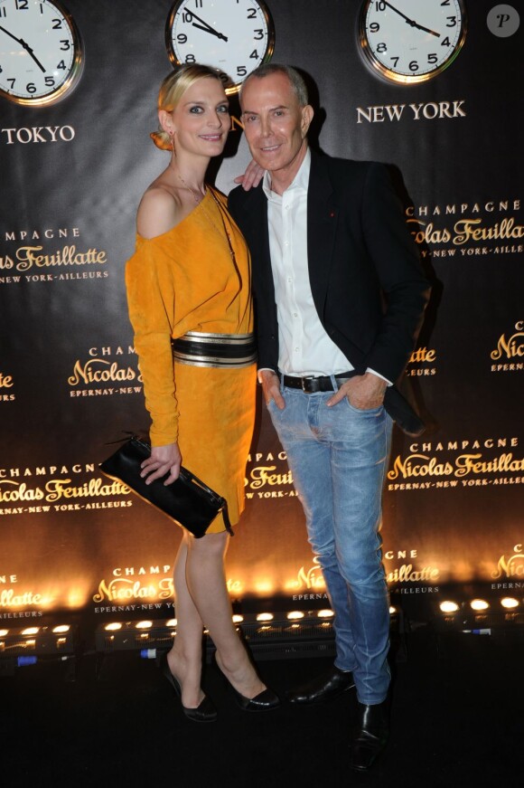Jean-Claude Jitrois et Sarah Marshall à la soirée Nicolas Feuillate, à Paris. Avril 2012