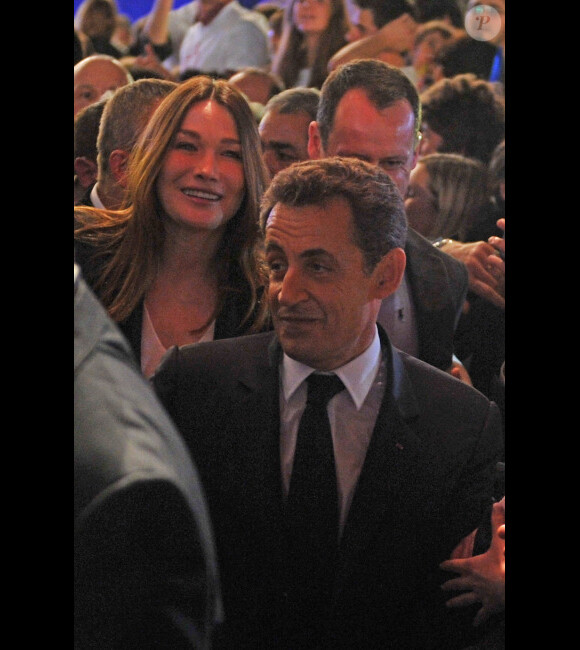Carla Bruni-Sarkozy et Nicolas Sarkozy en mars 2012 à Villepinte