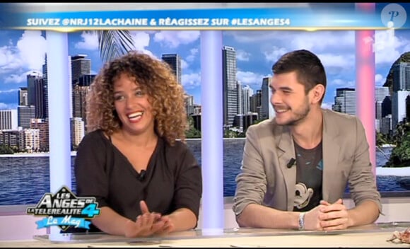 Monia et Guillaume sur le plateau des Anges de la télé-réalité 4 le lundi 16 avril 2012