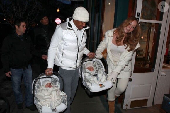 Mariah Carey et Nick Cannon accompagnés de leurs jumeaux