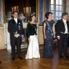 Dîner officiel au palais royal Drottningholm à Stockholm en l'honneur du président de la Finlande Sauli Niinistö et de son épouse Jenni Haukio, le 17 avril 2012. Le prince Carl Philip et le prince Daniel ont assisté le couple royal, la princesse Victoria était absente.