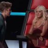 Christina Aguilera et Justin Bieber sur le plateau de The Voice.