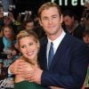 Elsa Pataky, radieuse aux côtés de son mari Chris Hemsworth lors de l'avant-première du film Avengers. Londres, le 19 avril 2012.