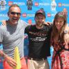Christian Audigier, Mathieu Kassovitz et la compagne de Christian Audigier, Nathalie Sorensen, lors de l'anniversaire de son fils Rocco dans son ranch de Topanga Canyon, à Malibu le 29 avril 2012