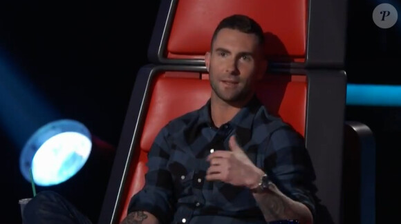 Le juré Adam Levine durant la finale de The Voice US, sur NBC, les 7 et 8 mai 2012.