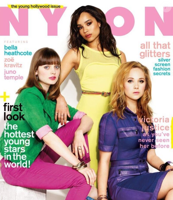 Bella Heathcote, Zoë Kravitz et Juno Temple en couverture du magazine Nylon de mai 2012.