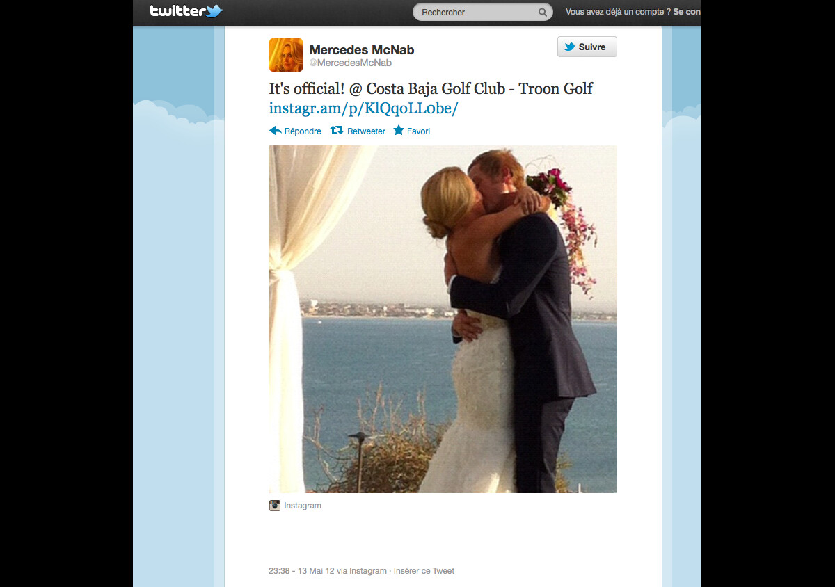 Photo Mercedes McNab a posté sur son Twitter une photo de son mariage