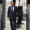 François Hollande et Valérie Trierweiler arrivent à Washington, pour la première visite aux Etats-Unis du nouveau président français, le 18 mai 2012