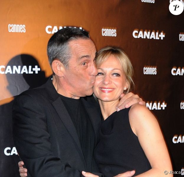 Thierry Ardisson et sa chérie Audrey Crespo-Mara à la Canal Plus Party au Suquet, dans le cadre du 65ème Festival de Cannes, le 18 mai 2012
