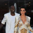 Kanye West et Kim Kardashian quittent leur yacht pour rejoindre le Gotha Club où avait lieu la projection de Cruel Summer. Cannes, le 23 mai 2012.