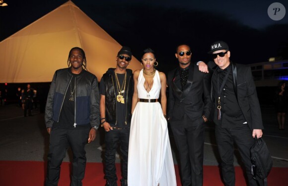 Pusha T., Big Sean, Teyana Taylor et D'Banj apportaient leur soutien à leur mentor Kanye West lors de l'avant-première de son film Cruel Summer. Cannes, le 23 mai 2012.