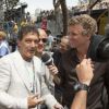 Antonio Banderas et Denis Broginart dans le paddock du Grand Prix de Monaco le 27 mai 2012