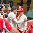 Antonio Banderas et Fernando Alonso dans le paddock du Grand Prix de Monaco le 27 mai 2012