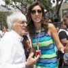 Bernie Ecclestone et sa femme Fabiana Flosi dans le paddock du Grand Prix de Monaco le 27 mai 2012