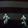 Jay-Z et Kanye West sur la scène de Bercy pour le Watch The Throne Tour, à Paris, le 1er juin 2012.