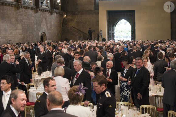 Déjeuner au Westminster Hall présidé par le prince William et Kate Middleton après la messe pour le jubilé de diamant de la reine Elizabeth II en la cathédrale Saint Paul, à Londres, le 5 juin 2012.
