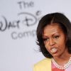 Engagée, Michelle Obama lors d'une l'annonce de l'engagement de Walt Disney, dans la lutte contre l'obésité, à Washington le 5 juin 2012