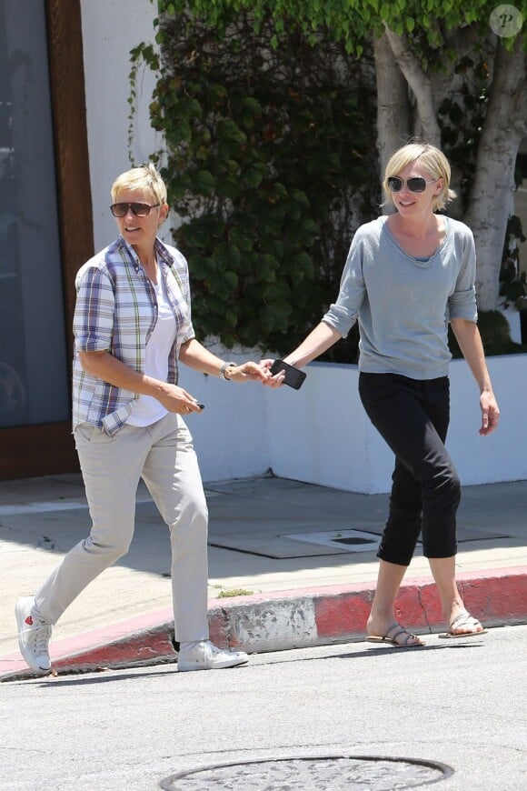 Radieuses, Ellen DeGeneres et sa femme Portia de Rossi se ressemblent, Los Angeles, le 6 juin 2012