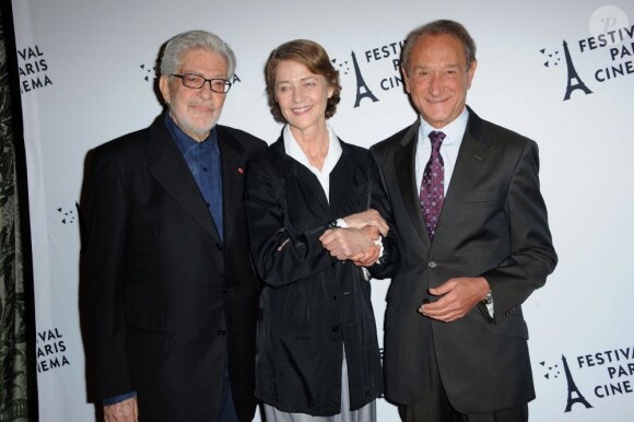 Charlotte Rampling, Ettore Scola et Bertrand Delanoë à la conférence du presse du Festival Paris Cinéma, le 7 juin 2012.