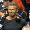 David Beckham et ses fils Cruz et Romeo pendant la finale de la Stanley Cup au Staples Center de Los Angeles, le 11 juin 2012.