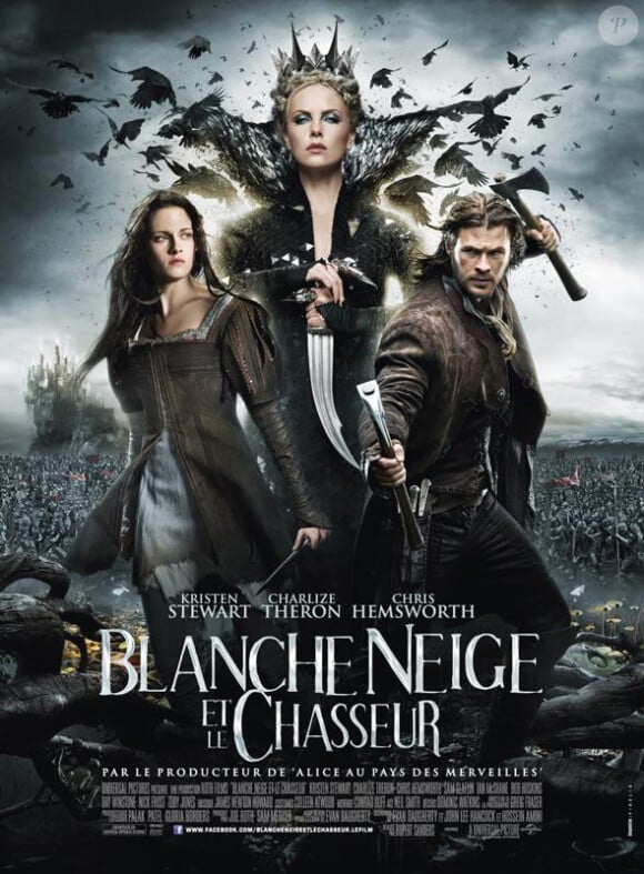 Charlize Theron, Chris Hemsworth et Kristen Stewart dans Blanche-Neige et le chasseur.