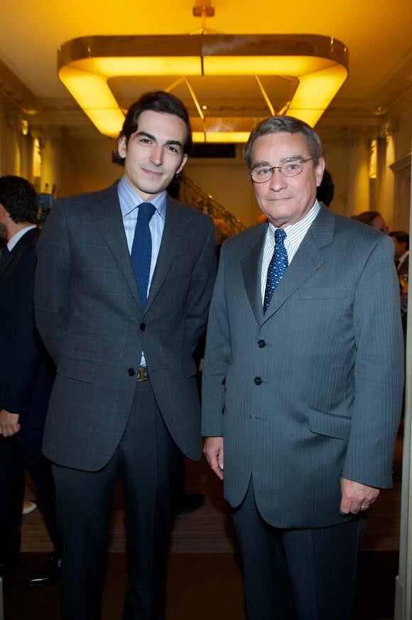 Le maire du VIIIe François Lebel et son fils Clément lors du Déjeuner Pères & Fils, au Taillevent, à Paris, le mardi 12 juin 2012.