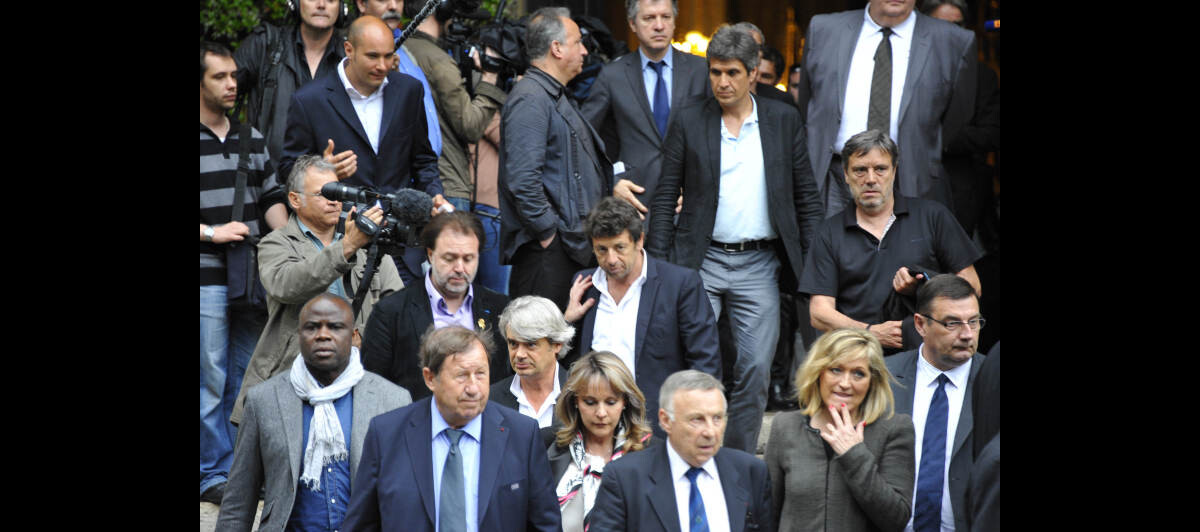 Photo : Patrick Bruel, Basile Boli, Guy Roux, Jean-François Lamour lors ...