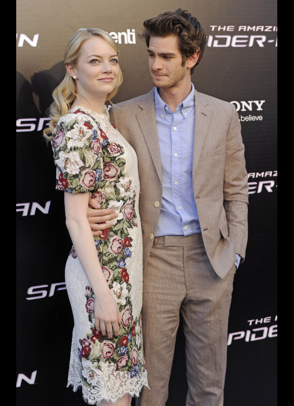 Andrew Garfield et Emma Stone à l'avant-première de The Amazing Spider-Man, le 21 juin 2012 à Madrid.