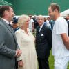 Camilla Parker Bowles rencontre Andy Roddick à Wimbledon le 27 juin 2012