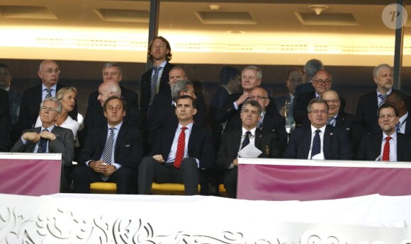 Le prince Felipe s'est délecté du triomphe de l'Espagne, qui a conservé de superbe manière son titre à l'issue de l'Euro 2012, battant en finale l'Italie 4 à 0, le 2 juillet 2012 à Kiev (Ukraine).