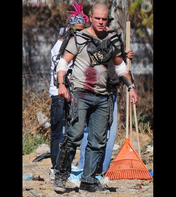 Matt Damon sur le tournage du film Elysium. Novembre 2011 à Mexico.