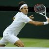 Roger Federer en demi-finale du tournoi de Wimbledon face à Novak Djokovic. Londres, le 6 juillet 2012.