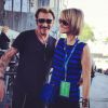 Johnny Hallyday et Laeticia sur la scène du Festival d'été avant le grand soir, aux plaines d'Abraham, à Québec, le 10 juillet 2012.