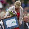 Anette Norberg, multiple championne de curling, a reçu la bourse Victoria à l'occasion de l'anniversaire de la princesse Victoria de Suède, le 14 juillet 2012 à Borgholm.