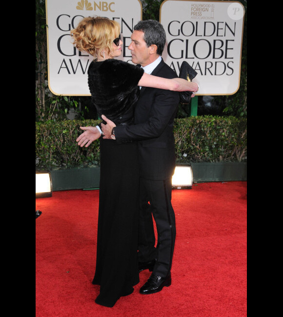 Melanie Griffith et Antonio Banderas lors des Golden Globes le 15 janvier 2012