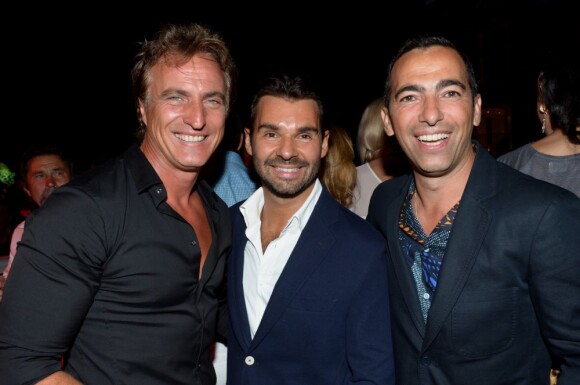 David Ginola, Antoine Chevanne et Youri Djorkaeff, à la soirée organisée par l'hôtel Byblos à St-Tropez, le samedi 21 juillet 2012.