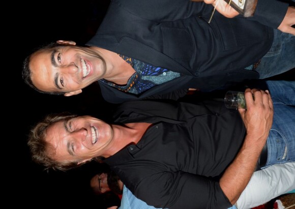 David Ginola et Youri Djorkaeff, à la soirée organisée par l'hôtel Byblos à St-Tropez, le samedi 21 juillet 2012.