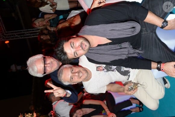 Marc Cerrone, DJ Pompougnac et Greg Cerrone, à la soirée organisée par l'hôtel Byblos à St-Tropez, le samedi 21 juillet 2012.