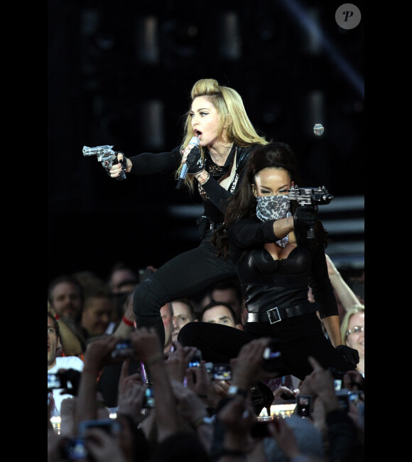 Madonna, en concert en juillet 2012 en Angleterre.