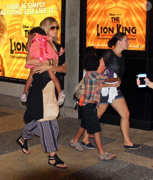 Heidi Klum avec ses enfants. New York, le 28 juillet 2012.