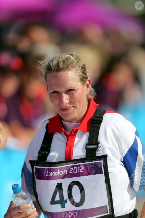 Zara Phillips le 30 juillet 2012 lors de l'épreuve de cross du concours complet des Jeux olympiques de Londres, à Greenwich Park.