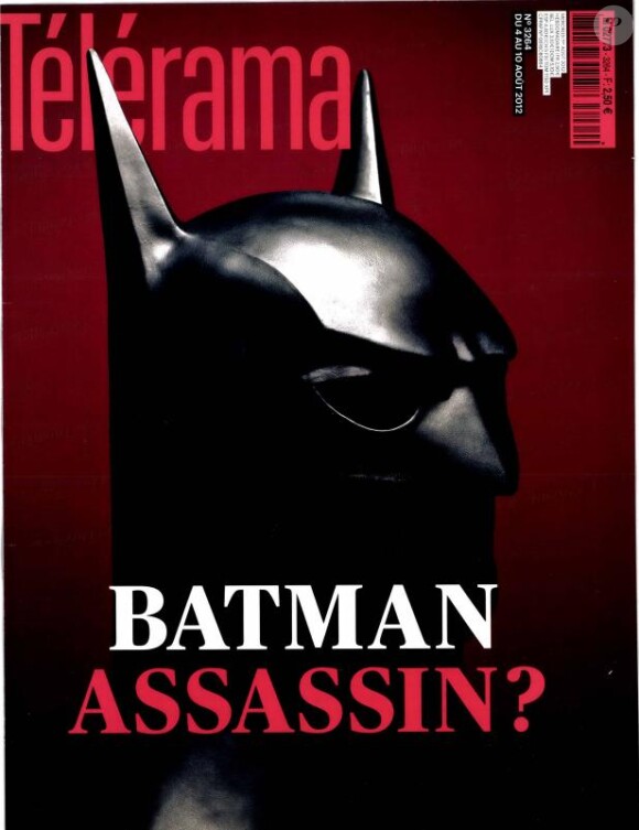 La couverture controversée de Télérama du 1er août 2012 avec le titre provocateur, "Batman assassin ?"