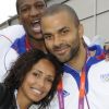 EXCLU : Sonia Rolland,Tony Parker, Florent Pietrus et Yacouba Diawara lors des Jeux Olympiques de Londres 2012 le 1er août 2012